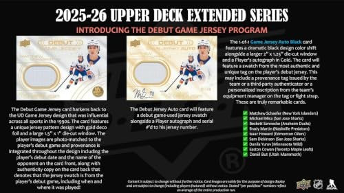 Upper Deck 2025-26 Extended Series Hockey Blaster Box, Pack of 1