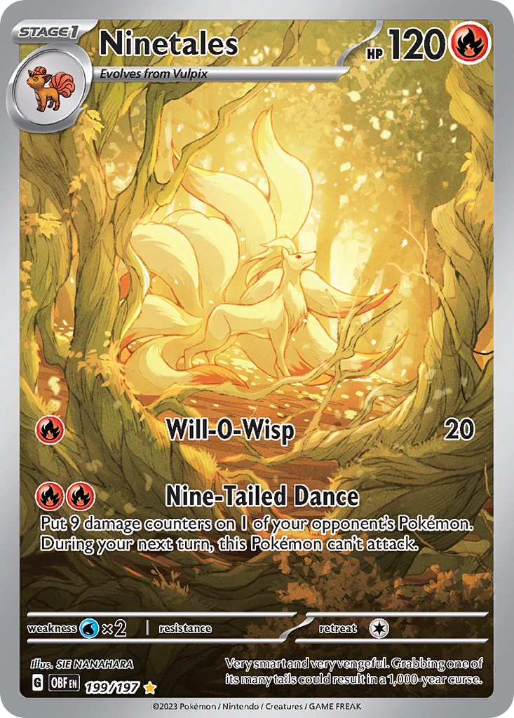 Ninetales (Illustration Rare) — Obsidian Flames 199/197 — PSA 10 GEM-MT