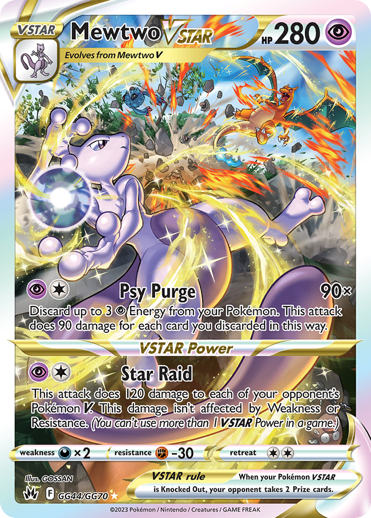 Mewtwo VSTAR — Crown Zenith Galarian Gallery GG44 — PSA 10 GEM-MT