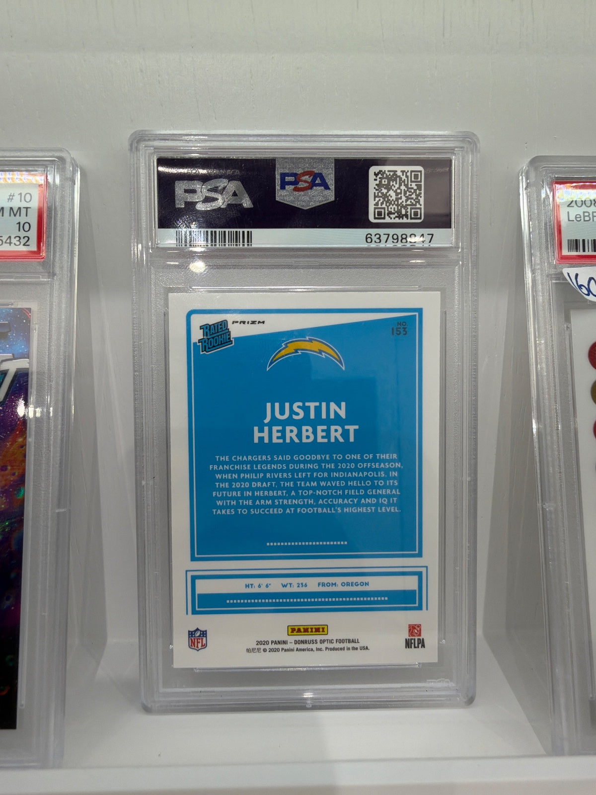 2020 Donruss Optic Holo Justin Herbert #153 Rated Rookie PSA AUTHENTIC AUTO 10
