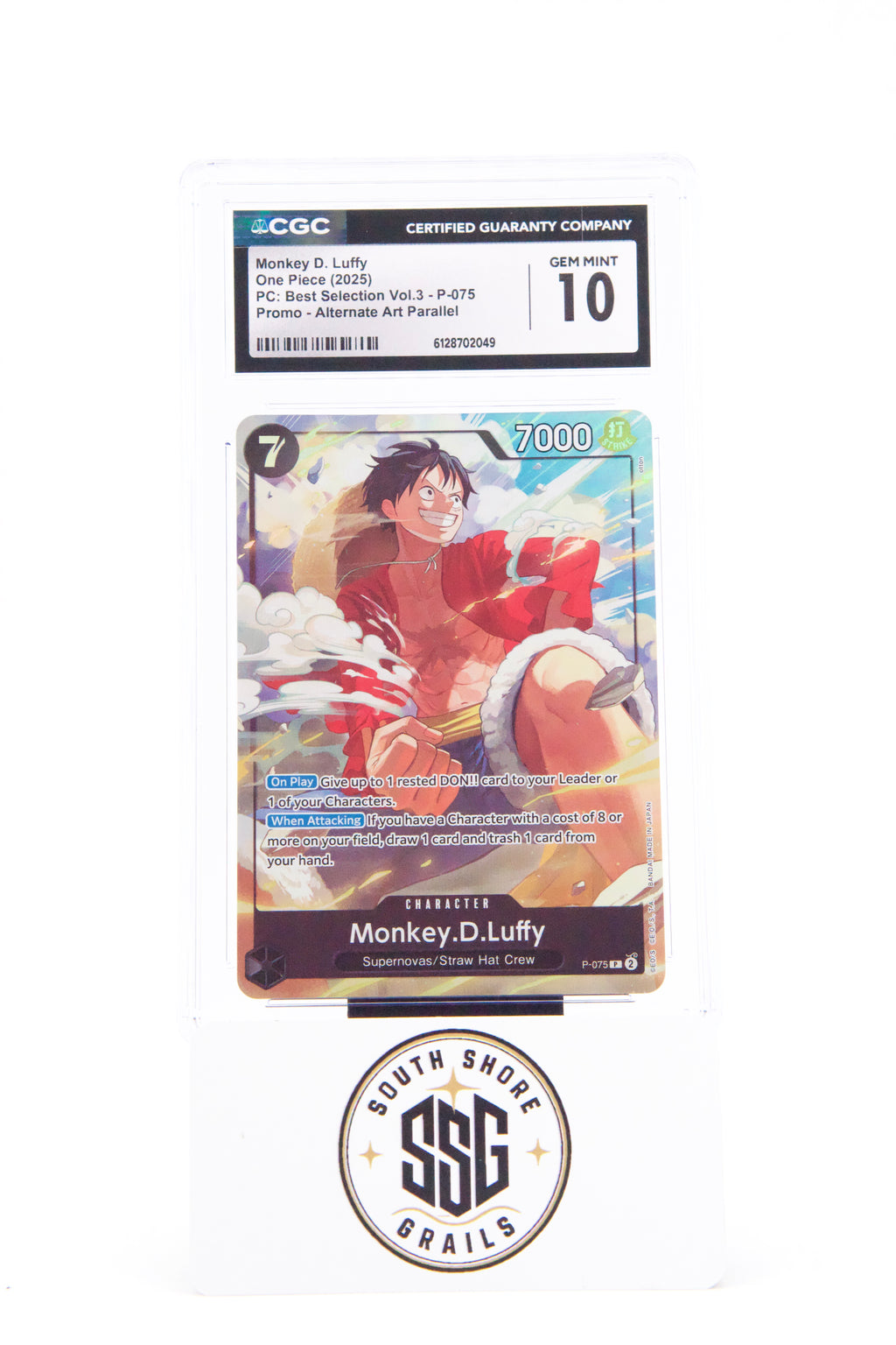 Monkey D. Luffy — PC: Best Selection Vol.3 P-075 (Alternate Art) — CGC 10