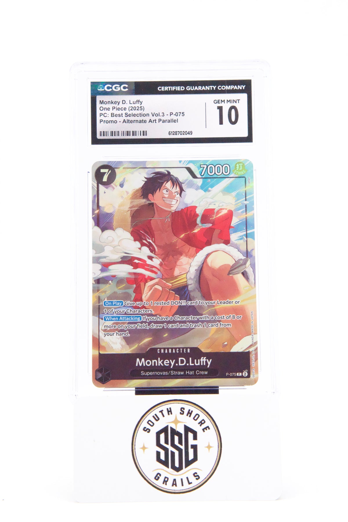 Monkey D. Luffy — PC: Best Selection Vol.3 P-075 (Alternate Art) — CGC 10