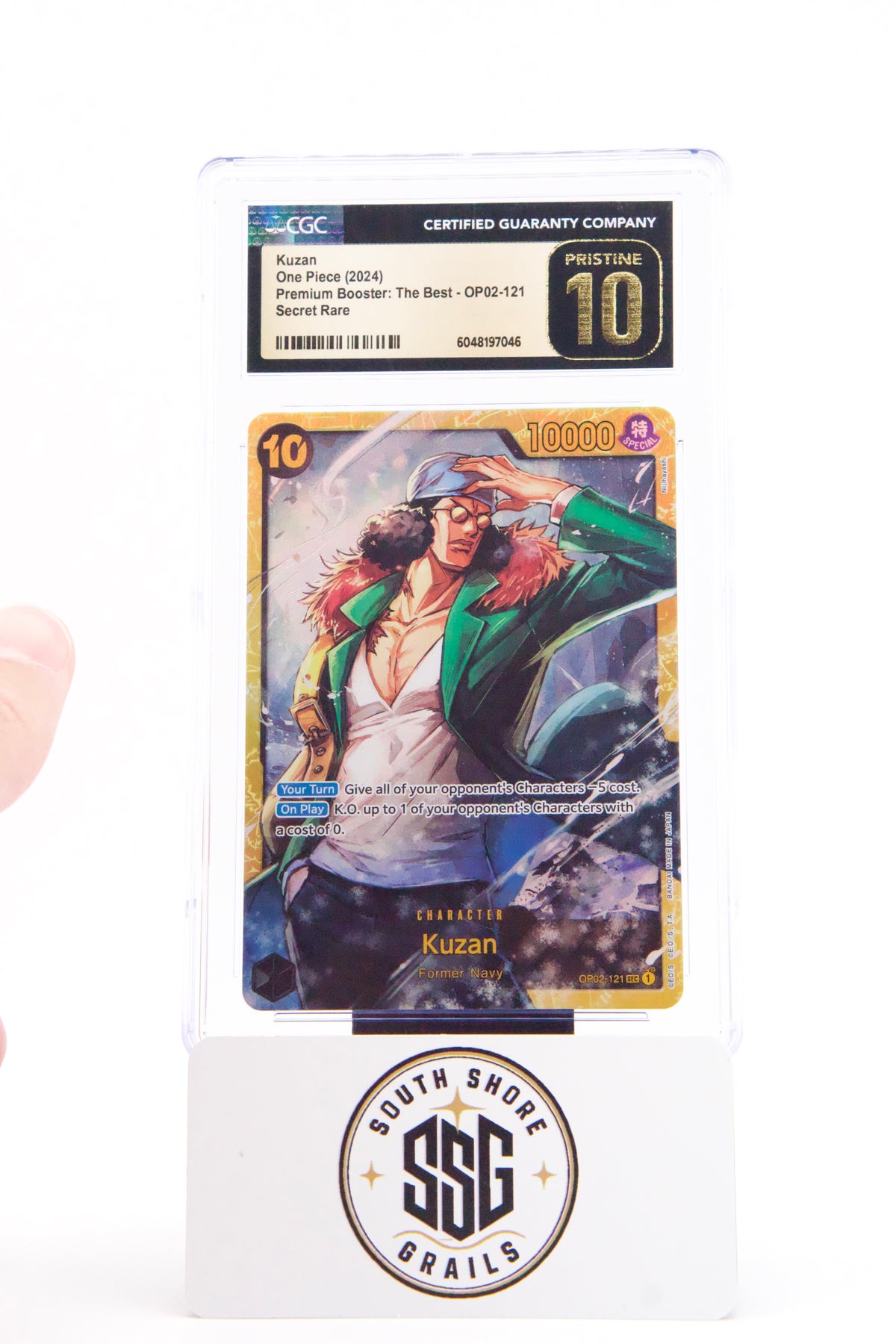 Kuzan — Premium Booster: The Best OP02-121 (Secret Rare) — CGC Pristine 10