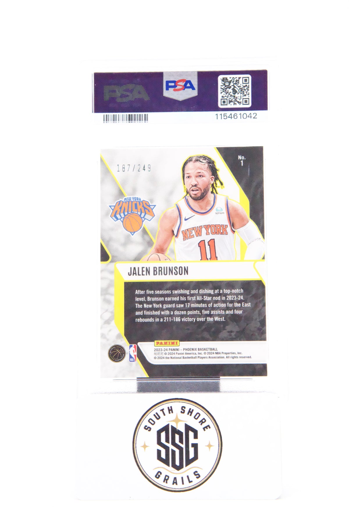 2023 Panini Phoenix Fade To Black #1 Jalen Brunson Fade To Black-Orange Ice — PSA 10