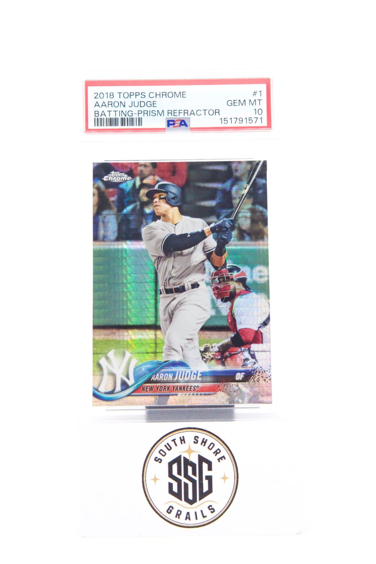 2018 Topps Chrome #1 Aaron Judge Prism Refractor — PSA 10