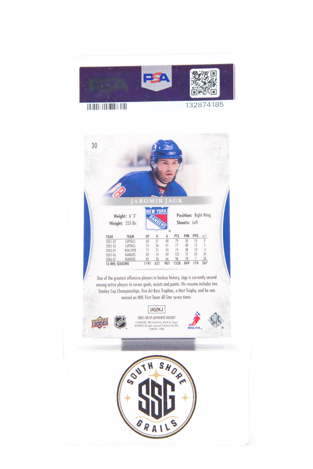 2007 Sp Authentic #30 Jaromir Jagr — PSA 10