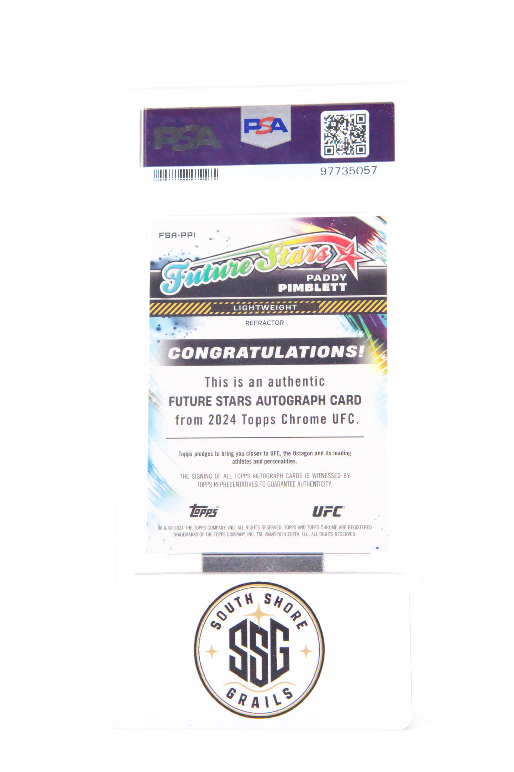2024 Topps Chrome Ufc Future Stars Autographs #Fsappi Paddy Pimblett Future Stars Auto-Ref. — PSA 10