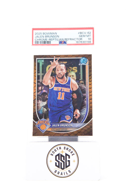2025 Bowman #Bcv-62 Jalen Brunson Chrome-Reptilian Refractor — PSA 10