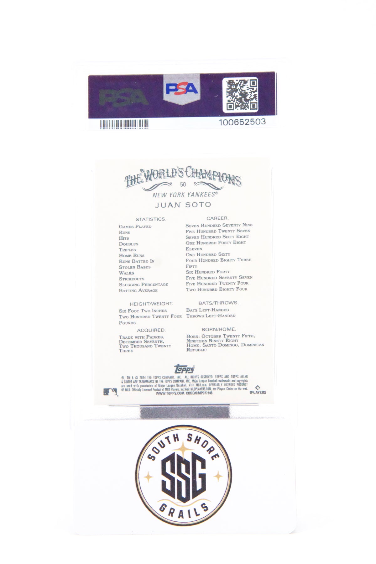 2024 Topps Allen & Ginter #50 Juan Soto Foil Filigree — PSA 10