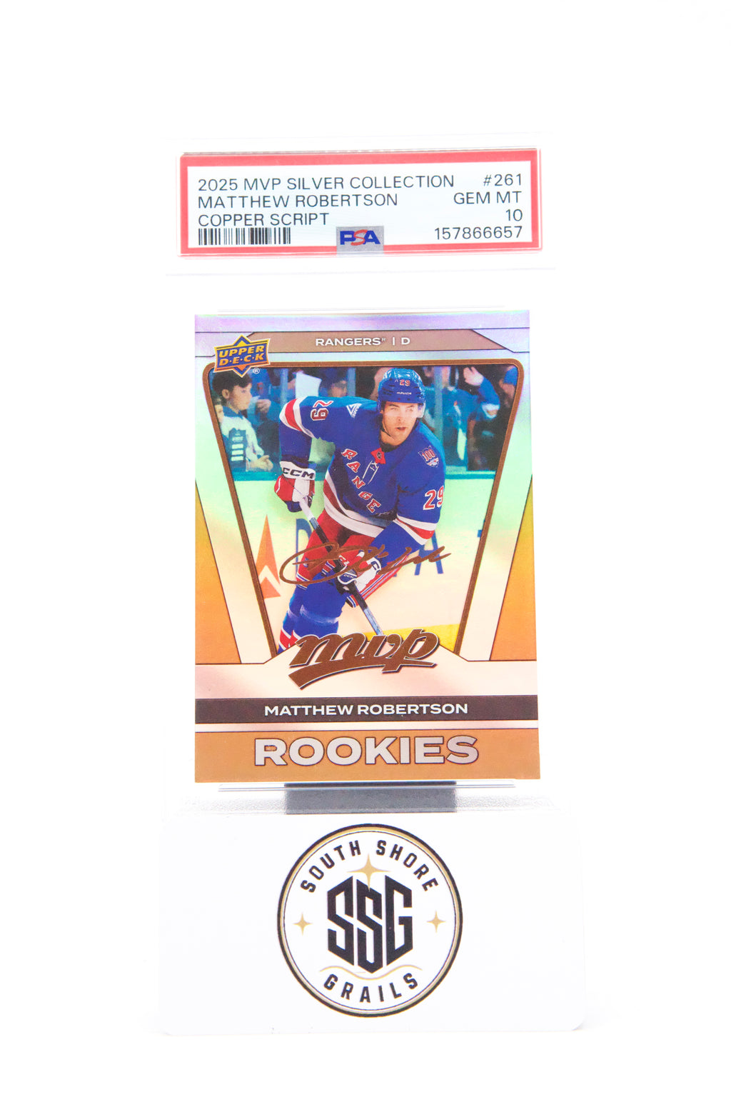 2025 Upper Deck Mvp Silver Collection #261 Matthew Robertson Copper Script — PSA 10