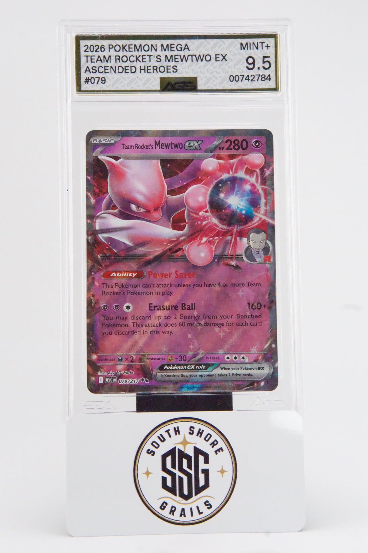 Team Rocket's Mewtwo ex — Ascended Heroes #079/217 — AGS 9.5