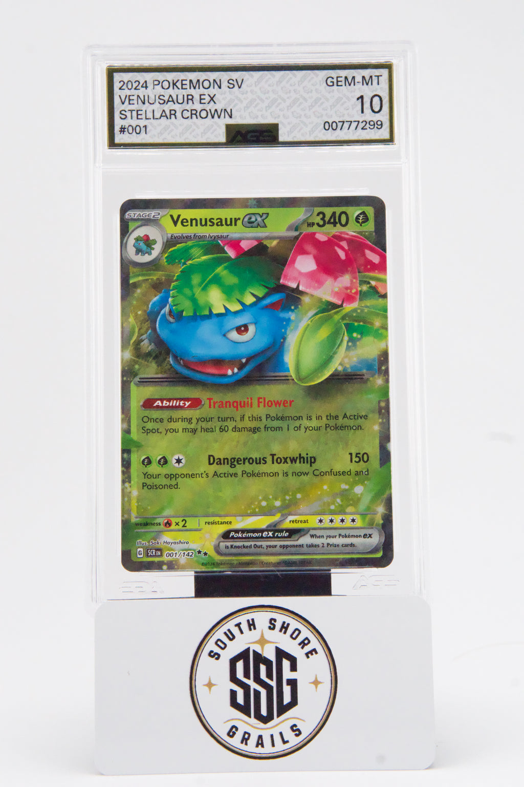Venusaur ex — Stellar Crown #001/142 — AGS 10