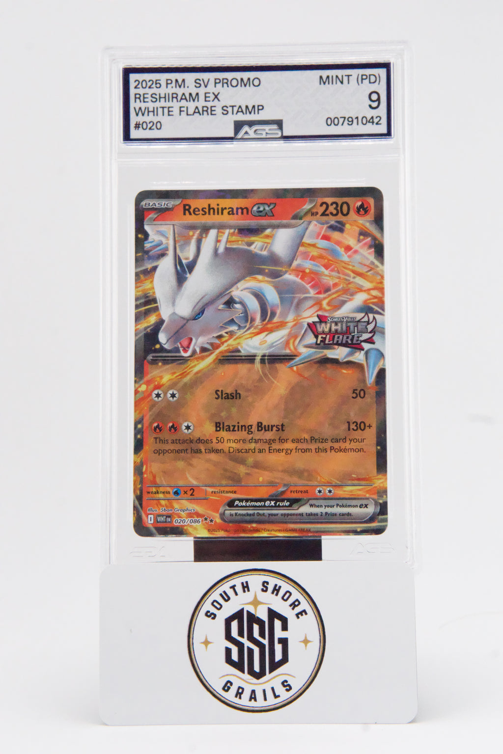 Reshiram ex — White Flare #020/086 — AGS 9