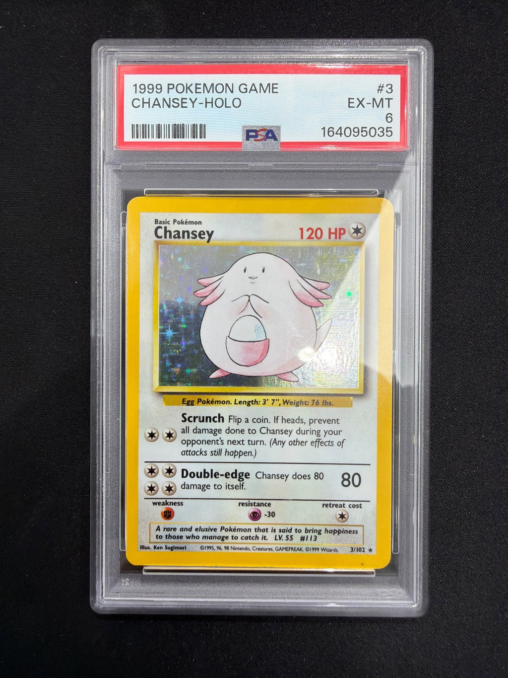 1999 Pokémon Base Set Unlimited Chansey Holo #3/102 PSA 6 EX-MT